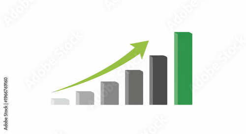 Free Download 3D bar chart with an upward-trending green arrow on a white background - GFXLoad