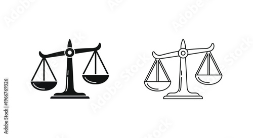 a pair of balance scales in black and line art Vector