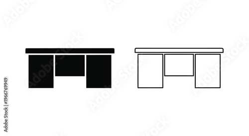 a black and white drawing of two kitchen counters Vector