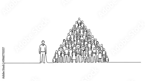 A large group of people forming a pyramid.