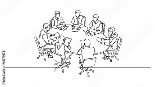 Business people in a meeting discussion.