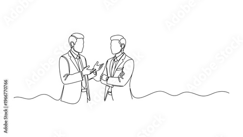 Two businessmen discussing a project.