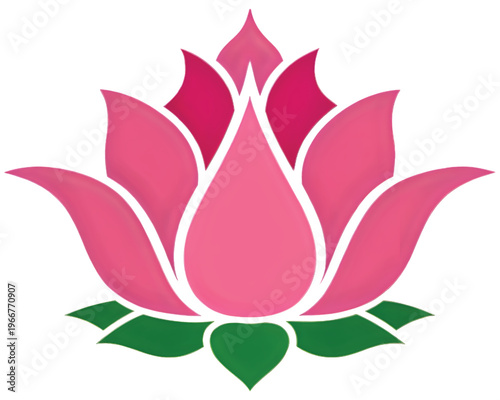 Elegant pink lotus flower in detailed botanical illustration style