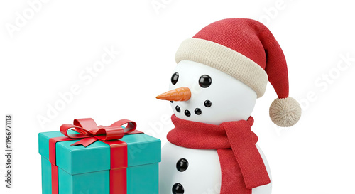 Snowman with Christmas Gift