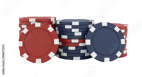 Stacks of Red and Blue Poker Chips