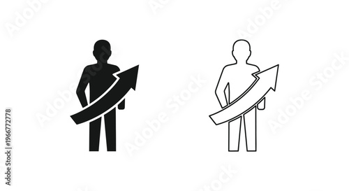 two people holding arrows pointing upwards Vector