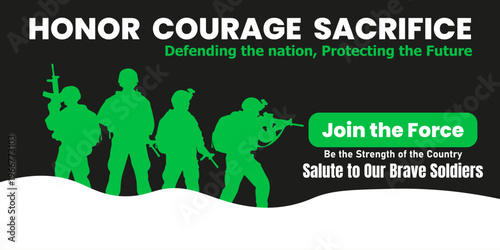 Honor Courage Sacrifice Inspirational Soldiers Poster.