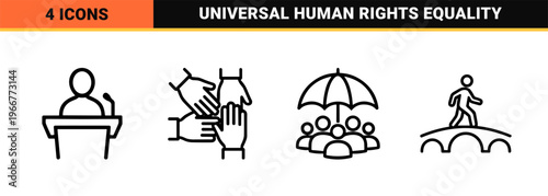 Social Demographics and Human Rights Minimalist Monoline Geometric Line Art for Community Engagement and Global Equality Concepts
