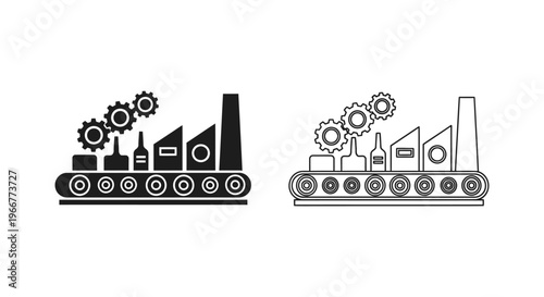 factory machines with gears on top Vector