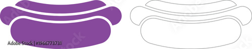 Purple hot dog silhouette and outline hotdog food white