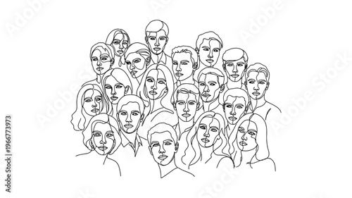Diverse group of people illustration faces.