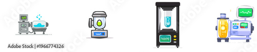 A minimalist 2D flat vector depicts a futuristic laboratory incubator with a glowing embryo