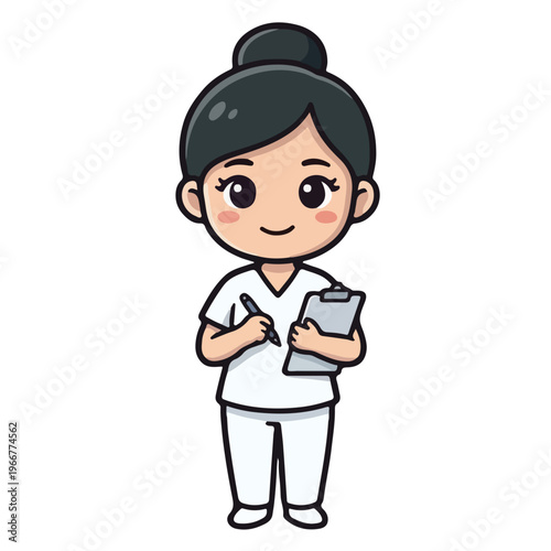 Nurse Holding Clipboard and Pen Illustration