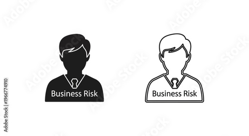 business risk icons with silhouette and outline of men Vector