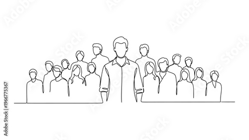 A line drawing of a crowd of people.