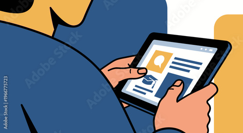 Digital learning concept with tablet in modern flat design