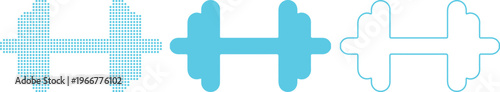 Three Variations of the Letter H Icon in Blue on White Background Keywords: letter H, H icon, H symbol, alphabet H, H