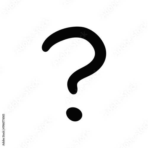 Minimalist doodle style icon of a question mark, symbolizing an inquiry, help, searching for answers or uncertainty. Vector illustration.