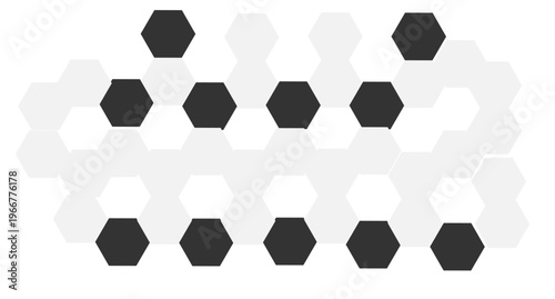 Abstract Hexagon Pattern Honeycomb Background With Monochrome Geometric Network and Minimalist Tiles.