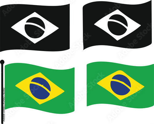Brazil flag and anarchist flags vector illustration