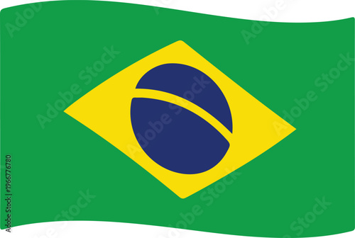 Waving flag of brazil, national symbol of the federative republic of brazil