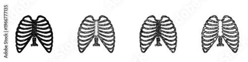 Sketch rib cage icon design set