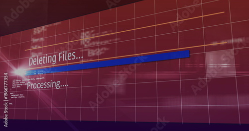 Displaying system status showing Deleting Files and Processing while updating blue bar in studio