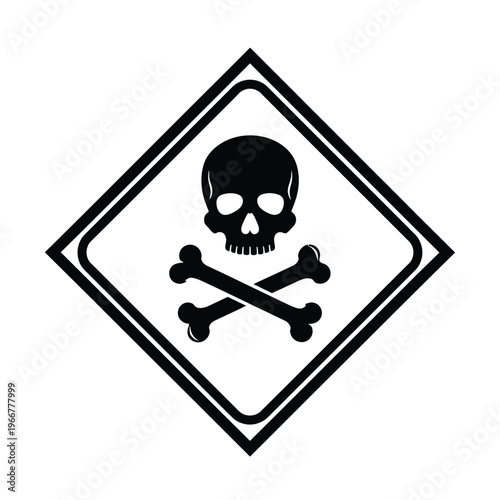 Black and white skull and crossbones icon signifying danger warning symbol