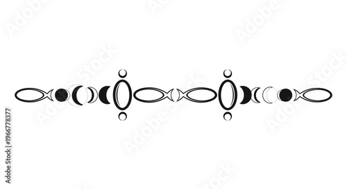 Elegant decorative border with mystical moon phase cycle elements on white background