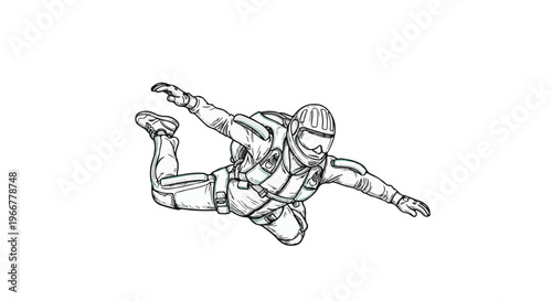 Skydiver in mid air with arms and legs outstretched in flight