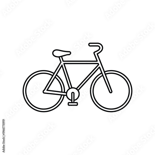 Simple line drawing of a classic bicycle with curved handlebars