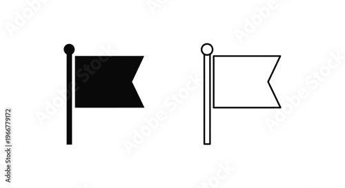 black and white flags on poles with round tops Vector