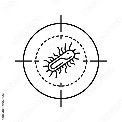 Targeting a microscopic bacterium through a crosshair symbol illustrating infection control