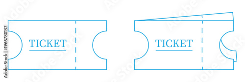 Movie ticket icon in line art doodle style. Editable stroke outline sign,