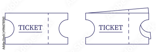 Movie ticket icon in line art doodle style. Editable stroke outline sign,