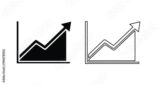 black and white line graph icons with arrows Vector
