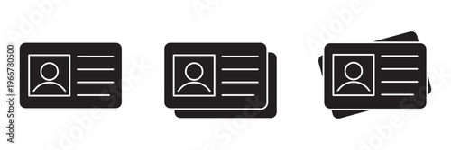 Id Card icon set multiple style collection. Id badge icon set. ID Card icon vector. Identification card icon. Driver license icon.