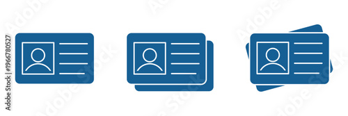 Id Card icon set multiple style collection. Id badge icon set. ID Card icon vector. Identification card icon. Driver license icon.