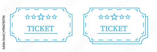 Ticket icon set with event, movie, and transportation passes. Ideal for travel, entertainment, and online booking visuals.