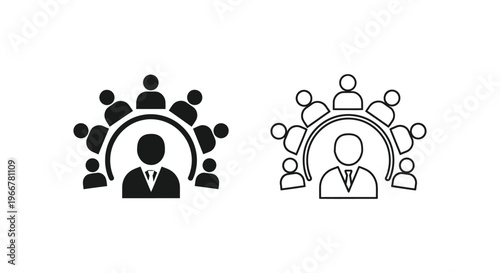 a group of people icons with a leader Vector
