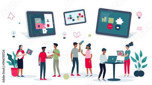 A vibrant, stylized illustration of a potted plant with a red pot and green leaves, evoking a sense of freshness and growth.