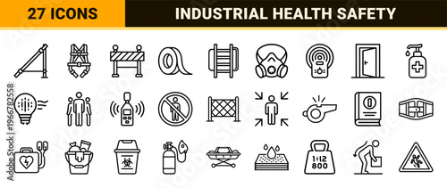Occupational Health and Safety Line Art Graphics for Industrial Protection and Workplace Security featuring Minimalist Monoline Aesthetic