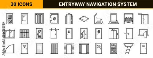Architectural Door and Entryway Navigation Essentials minimalist Monoline Geometric Line Art for Construction and Interior Design Projects
