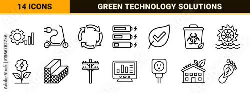 Sustainable Energy and Green Technology Minimalist Monoline Geometric Line Art for Environmental Conservation and Eco-Friendly Power.