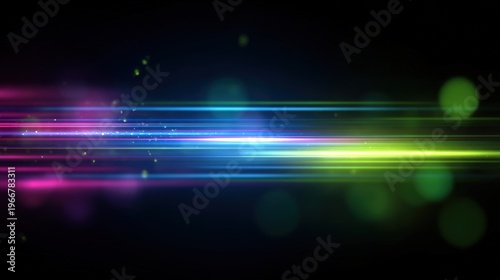 Colorful horizontal light streak glowing effect