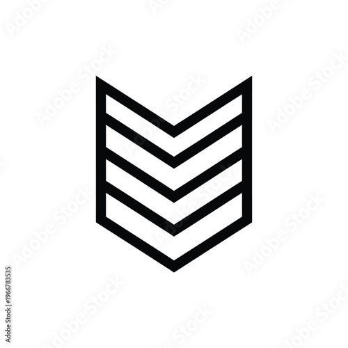 Geometric military rank insignia icon featuring three black chevron stripes