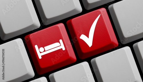 Computer Tastatur in rot: Hotel online buchen