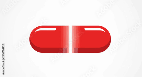 Red capsule, halved lengthwise, revealing bright white interior