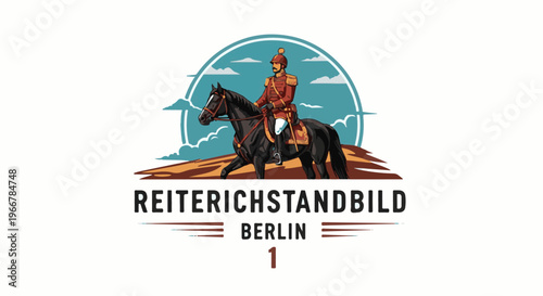 Equestrian figure in uniform on horseback with Berlin 1 text below