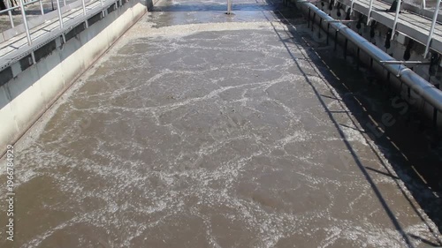 Sewage treatment plant. Waste water treatment, aeration tank